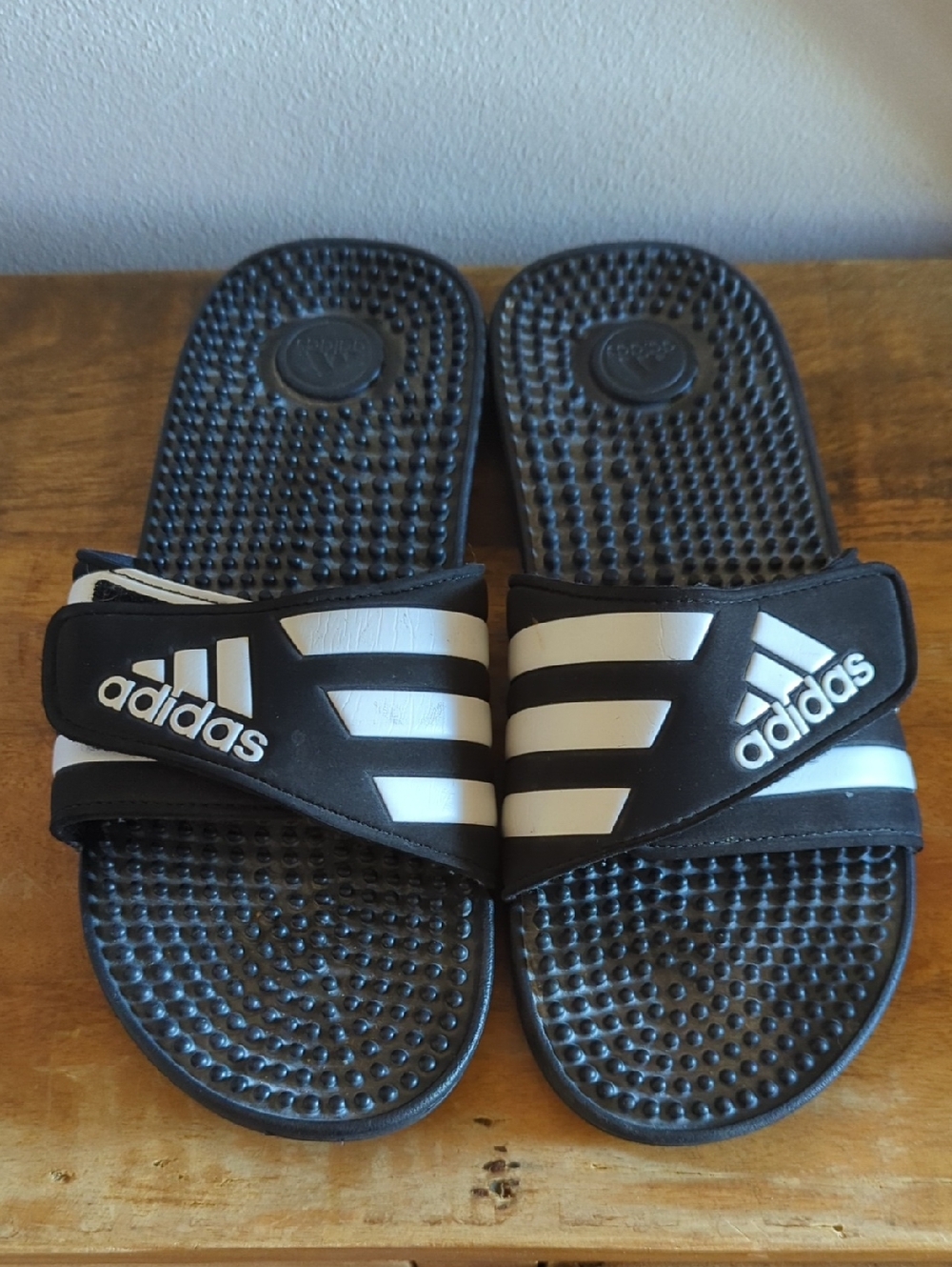 adidas Black and White Massage Slide Sandals